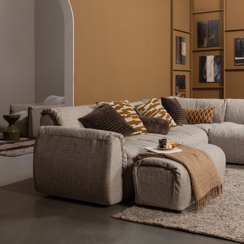 WOOOD hoekbank rechts Baggy - Geweven Stof - Bruin Melange -81x396x214 - vtwonen shop