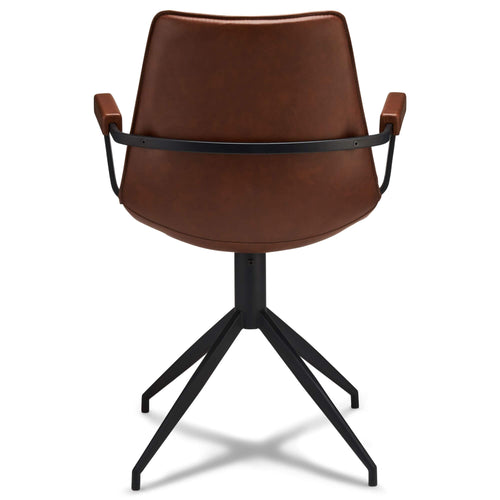 Furnhouse eetkamerstoelen armleuning Isabel - Cognacbruin - Kunstleer - Set van 6