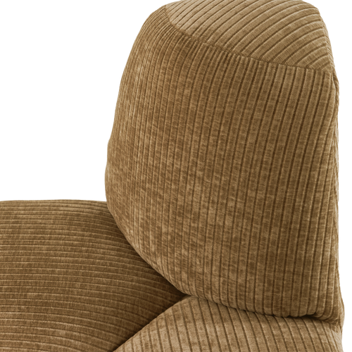 WOOOD eetbank hoek rond rugleuning Mojo - Ribstof - Honinggeel - 83x100x74