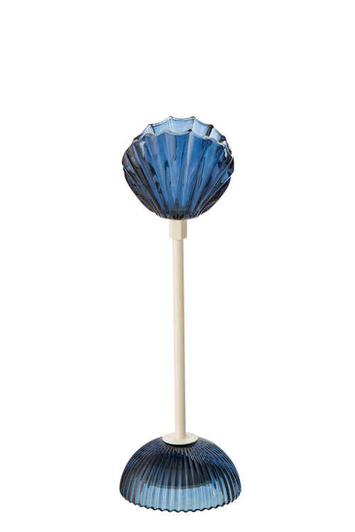 J-Line lamp Shell - ijzer - blauw/wit - small - LED lichtjes