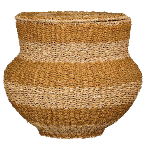 Mica Decorations Tacoma Opbergmand met Deksel - H48 x Ø55 cm - Jute - Geel - vtwonen shop