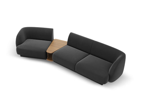 Micadoni linker modulaire bank Miley 3-zits, flueel, grijs - 126x303x70cm