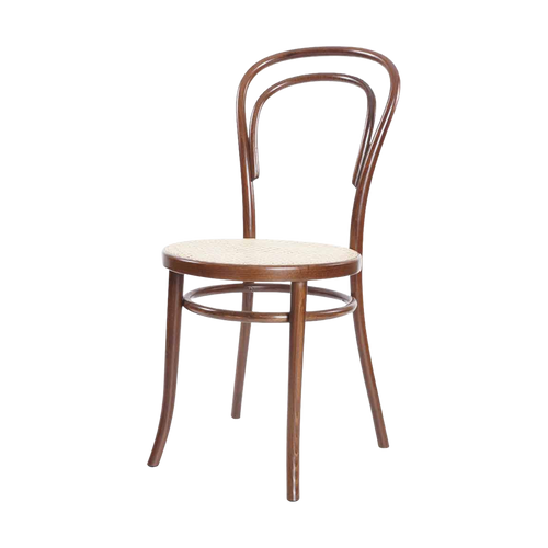 Fameg Vienna Thonet No.14 Houten Bistrostoel Walnoot - Rotan Zitting - vtwonen shop