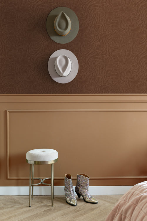 ESTAhome behang 3d golvende lijnen terracotta - 50 x 900 cm - 131368 - vtwonen shop