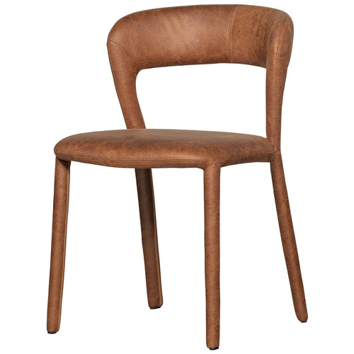 WOOOD eetkamerstoelen Noble - Leerlook - Cognac - Set van 6