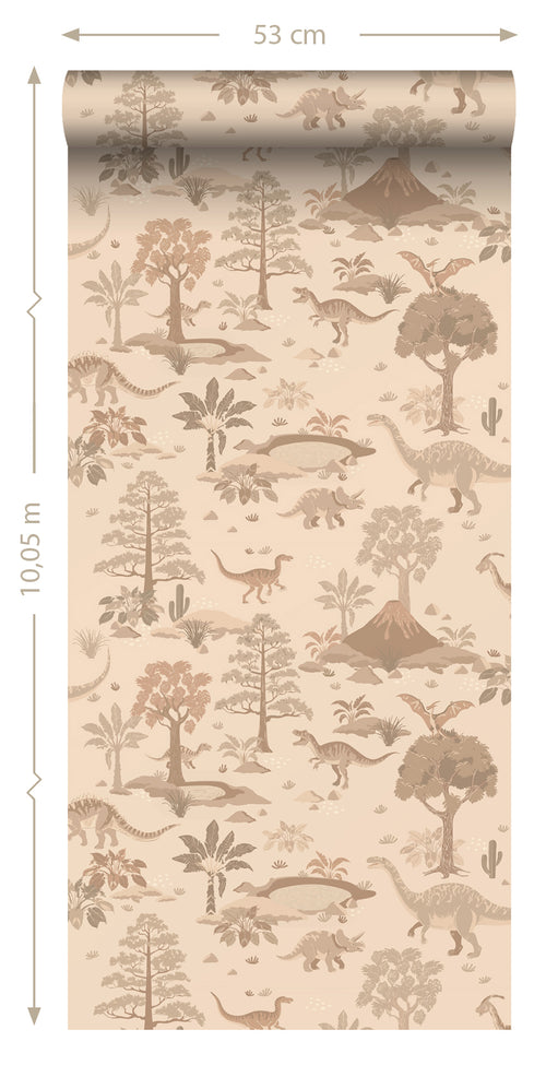 ESTAhome behang dinosaurussen beige - 50 x 900 cm - 131659 - vtwonen shop