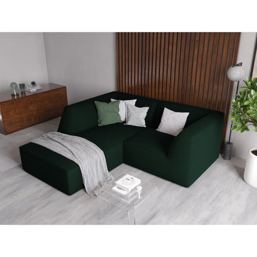 Cosmopolitan Design - Modulaire hoekbank links Siena 3-zits, flueel flessengroen - 180x186x69cm