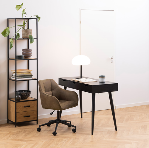 Lisomme Keet houten bureau zwart - met 3 lades - 110 x 50 cm - vtwonen shop