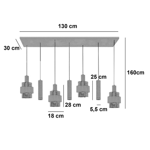Highlight hanglamp Marrone - 7 lichts - 130  x 160   cm - brons