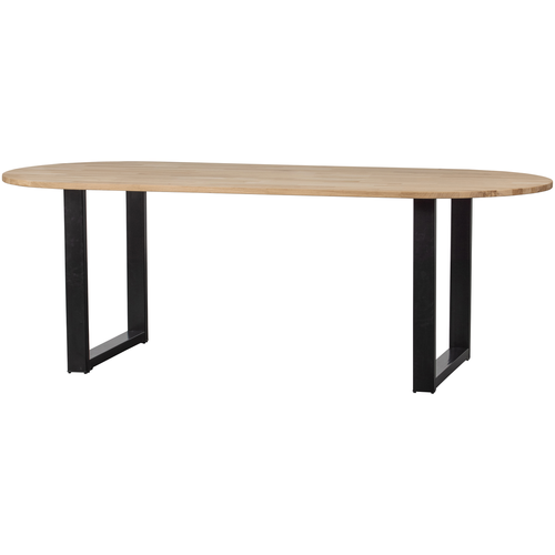 WOOOD tafel ovaal met u-poot Tablo - Eiken/Metaal - 75x220x90 - vtwonen shop