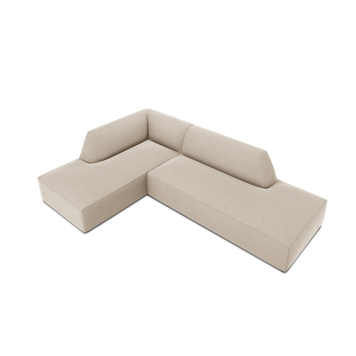 Cosmopolitan Design - Modulaire hoekbank links Siena 4-zits, flueel beige - 180x273x69cm