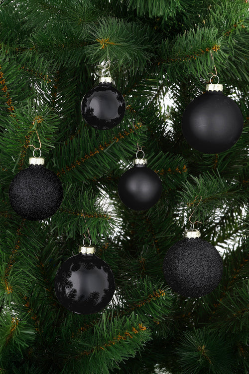 Mica Decorations Kerstballen Set - 42 Stuks - Ø7 cm - Glas - Zwart - vtwonen shop