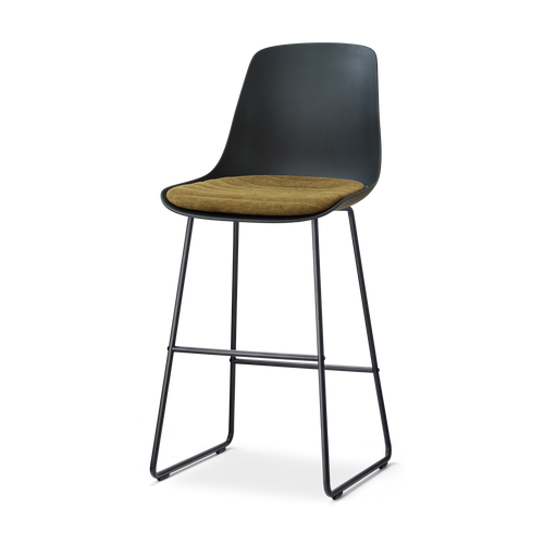 Nolon Nino-Liv barkruk zwart met mosgroen zitkussen - zwart onderstel - 75 cm - vtwonen shop