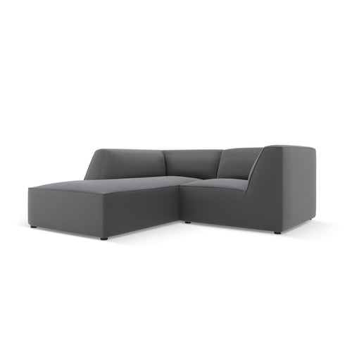 Cosmopolitan Design - Modulaire hoekbank links Siena 3-zits, imitatieleer donkergrijs - 180x186x69cm