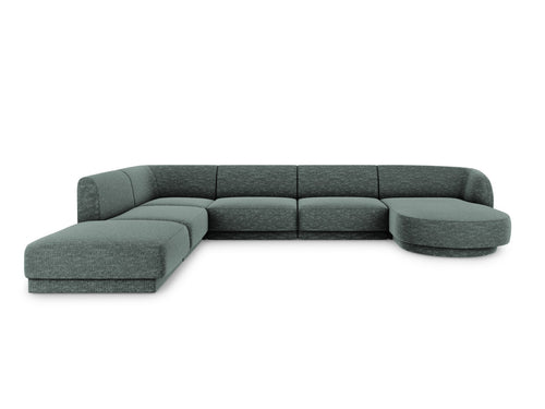 Micadoni Panoramische hoekbank links Miley 6-zits, chenille, olie - 255x330x70cm