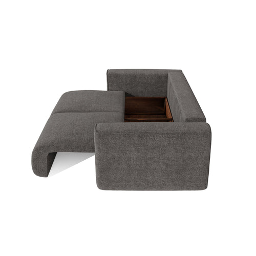 Premium Interiors - Slaapbank met opbergruimte COMO - bouclé-stof grafietgrijs 254cm
