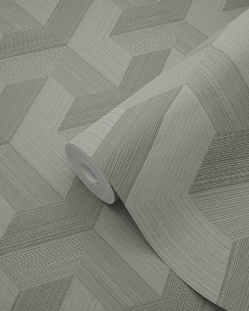 Origin Wallcoverings behang grafisch 3D motief vergrijsd groen - 50 x 900 cm - 348003 - vtwonen shop