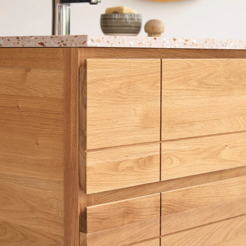 Tikamoon Badkamermeubel van eikenhout en terrazzo premium pink 60 Easy - Naturel - vtwonen shop