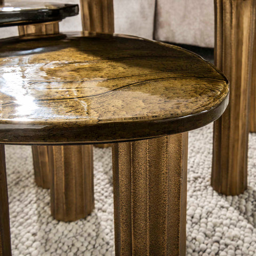 Giga Meubel Salontafel Eclipse - Goud Glas - 62x45x40cm
