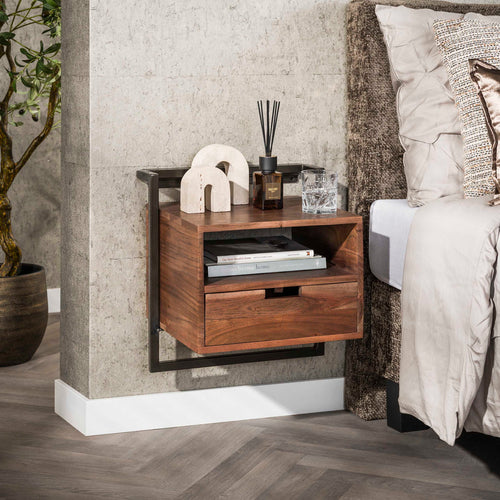 Giga Living Nachtkastje Air Solid - Bruin Hout - 35x44x45cm