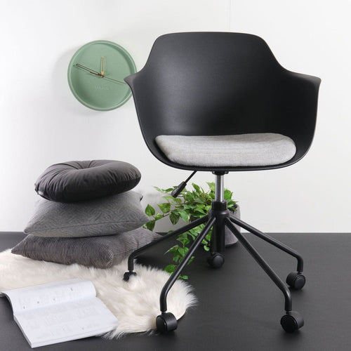 Nolon Nout-Liz Bureaustoel Zwart - Lichtgrijs Kussen - Zwart Onderstel - vtwonen shop