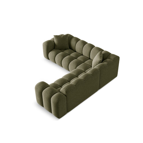 Cosmopolitan Design - Symmetrische hoekbank Treno 3-zits, chenille groente - 240x240x70cm