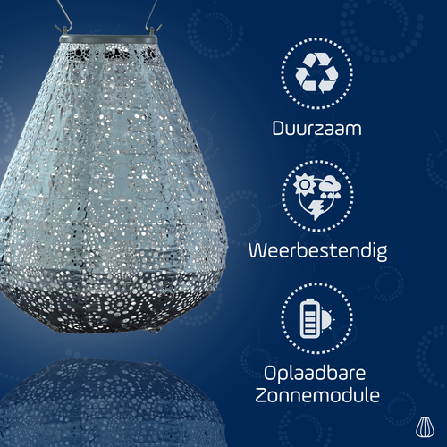 Lumiz solar lampion - grijs blauw set - 4 stuks
