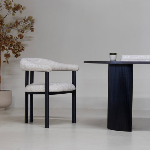 DÉJA Living Eetkamerstoel Odense - Stof - Beige/Zwart - Set van 2
