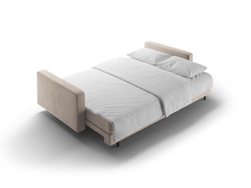 Cosmopolitan Design Slaapbank met opbergdoos Bali 3-zits, flueel donkerbeige - 84x222x105cm