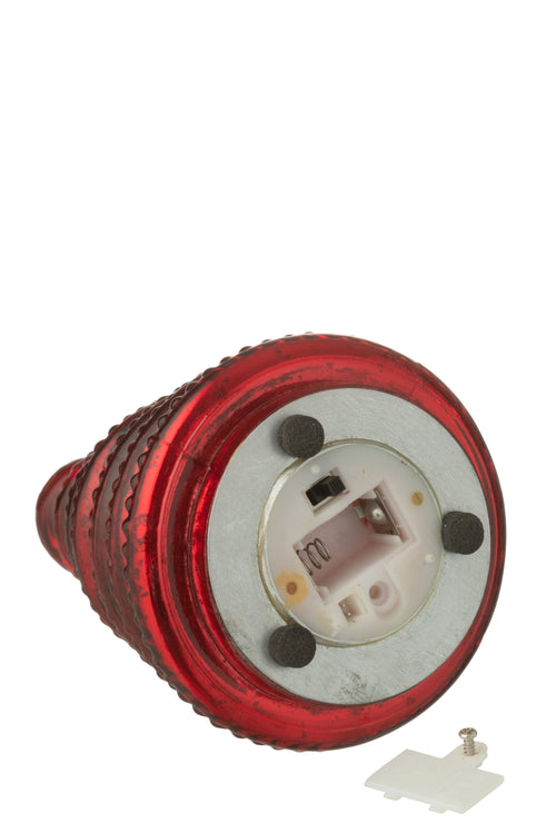 J-Line decoratie Boom Geribbeld - glas - kerstrood - doos van 3 - LED lichtjes - vtwonen shop