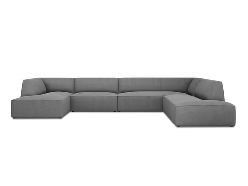 Micadoni Panoramische hoekbank rechts Ruby 7-zits, structurele stof, grijs - 273x366x69cm