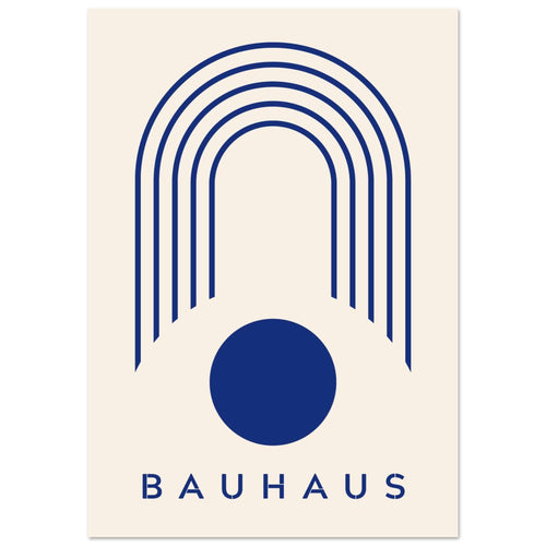 Artfulprints Poster met Lijst Bauhaus - Blue arches   - A4 21x29.7 cm - Blauw
