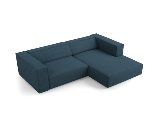 Cosmopolitan Design rechter hoekbank Arendal 3-zits, chenille met ribbeleffect, marineblauw - 166x224x70cm