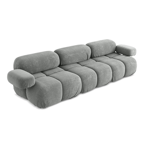 LaMiaSofa 3-zits bank Sanremo - chenille stof - grijs - 285x96x70