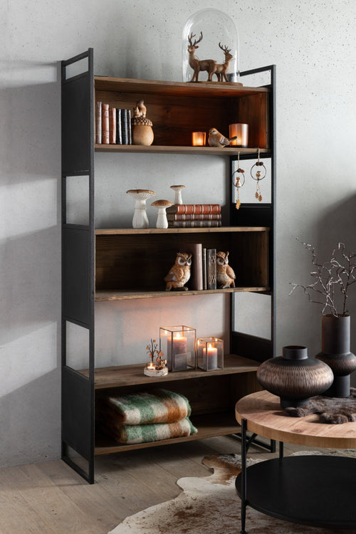J-Line bijzettafel Bio - hout/ijzer - zwart/naturel