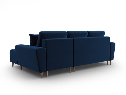 Cosmopolitan Design Converteerbare hoekbank rechts met opbergdoos Kyoto 4-zits, flueel koningsblauw - 145x241x88cm