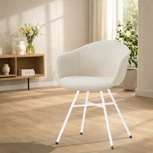 Nolon Noa-Otis Eetkamerstoel Cottonbeige - Wit Onderstel