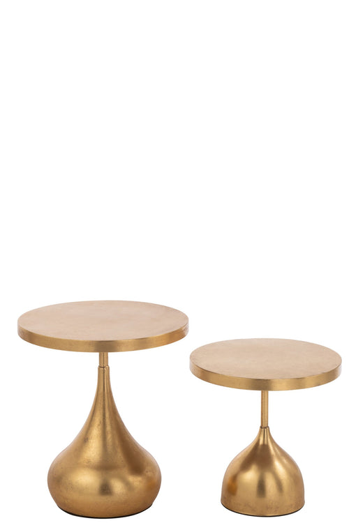 J-Line bijzettafel Druppel - metaal - goud - 2 stuks