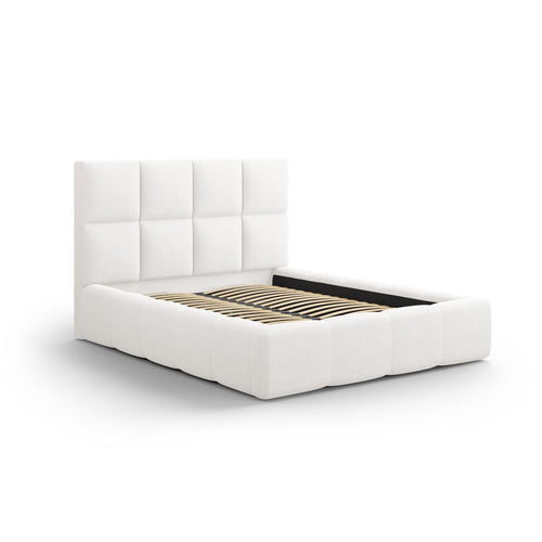 Cosmopolitan Design - Opbergbed met hoofdeinde Livigno 200x180cm structurele stof wit - 230x205x125cm