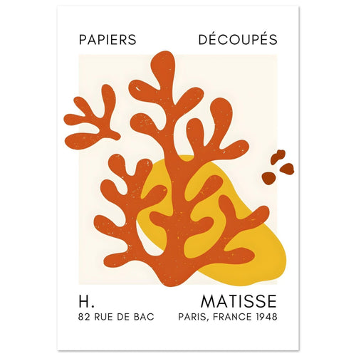 Artfulprints Poster Matisse - Abstract coral orange   - 30x40 cm - Oranje