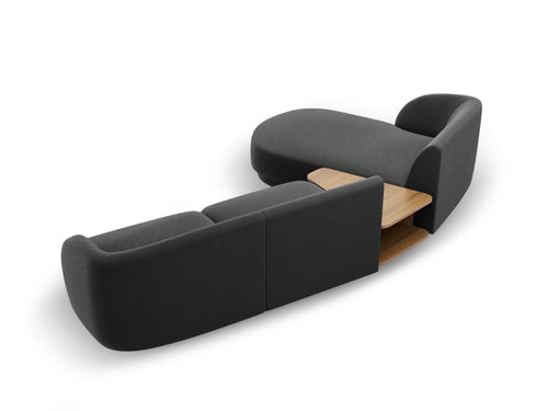 Micadoni linker modulaire bank Miley 3-zits, flueel, grijs - 178x303x70cm