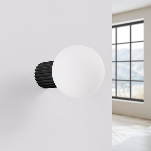Sollux Lighting Wandlamp HALO zwart IP44 - 12x17x12cm