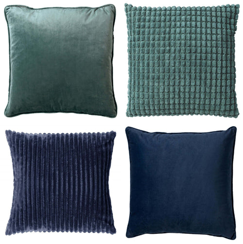Dutch Decor - KUSSENSET - 4-delig Mixed Textures - 45x45 cm - inclusief binnenkussens - groen, blauw - vtwonen shop