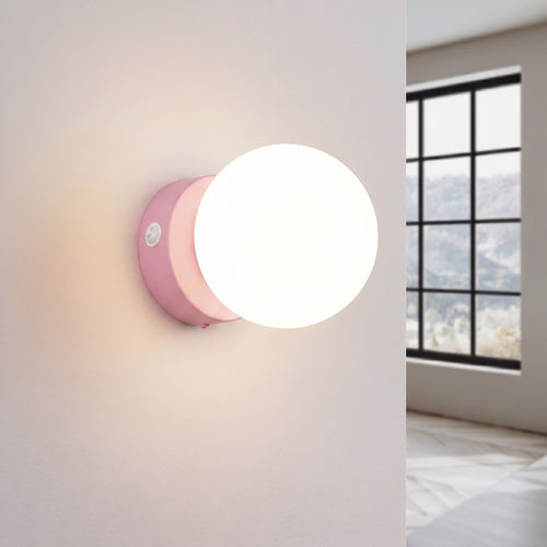 Sollux Lighting Wandlamp YOLI 1 roze met schakelaar - 12x14x12cm