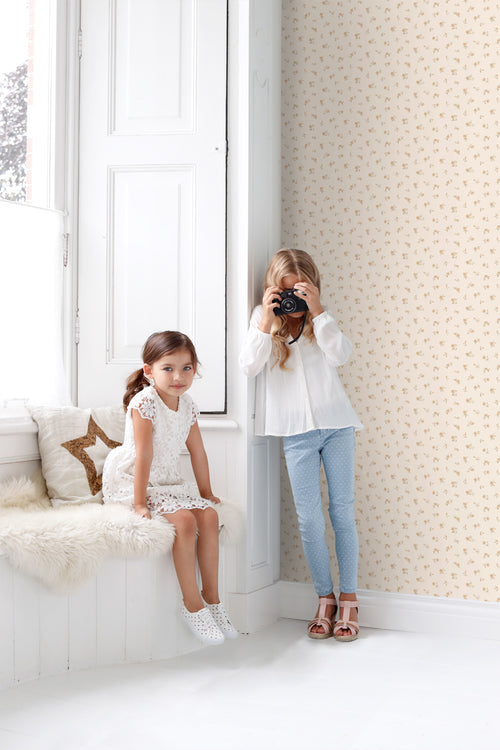 ESTAhome behang vintage bloemetjes zand beige - 53 cm x 10.05 m - 139833 - vtwonen shop