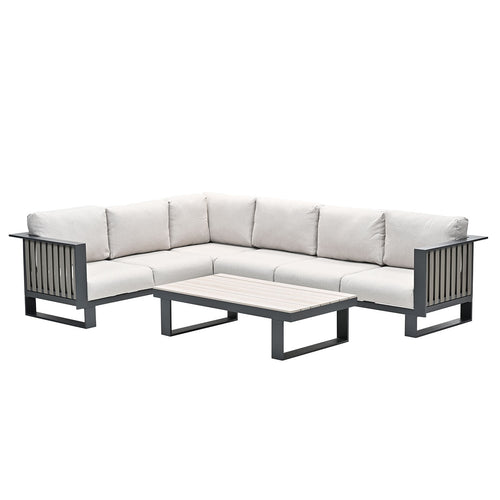 Garden Impressions loungeset Gabon hoek taupe - 4-delig