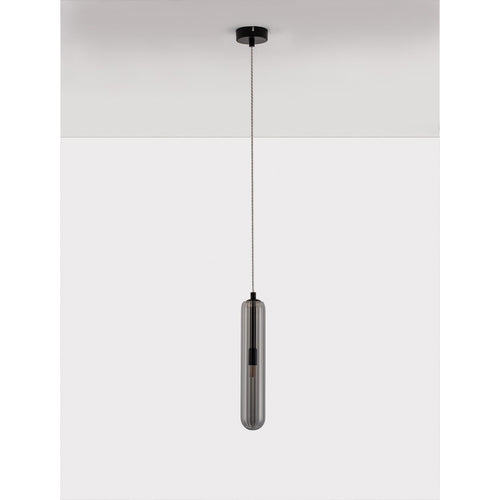 Nova Luce GUSTAVE Slanke hanglamp voor aan het plafond, rookgrijs, matzwart, LED G9 1x5W