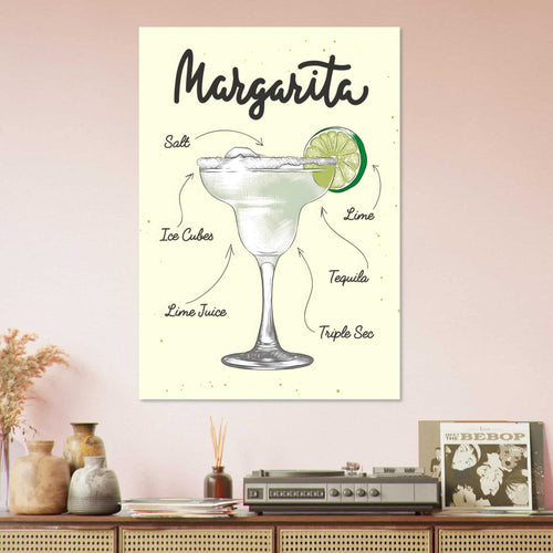 Artfulprints  Margarita cocktail – Illustratie   poster 70x100 cm