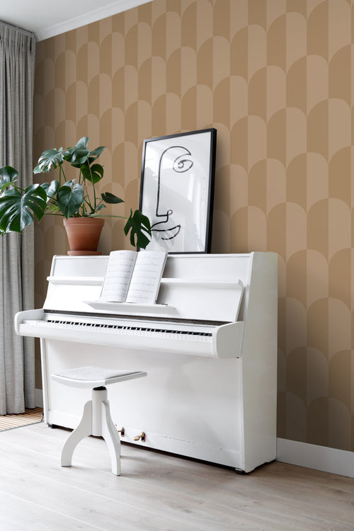 ESTAhome behang art deco bogen donker beige - 50 x 900 cm - 131236 - vtwonen shop