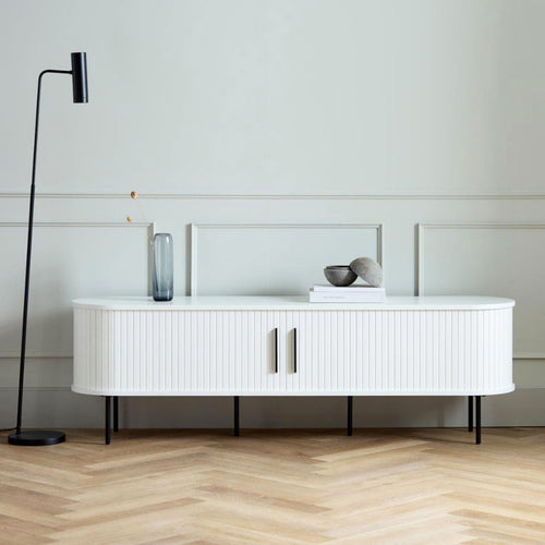 Olivine Lenn TV meubel Wit - Hout - Zwarte Poten - B 180 cm